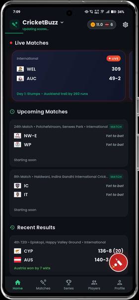 CricketBuzz Home IPL 2026 Live Score